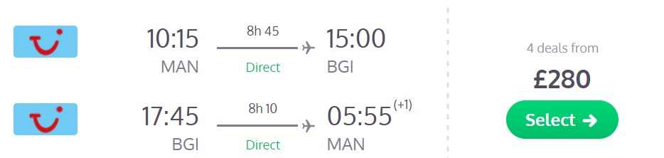 direct flights uk barbados