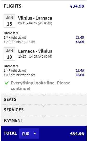 flights from vilnius to cyprus