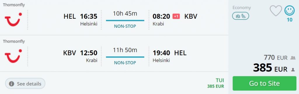 flights helsinki krabi