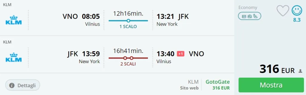 flights to new york from baltics