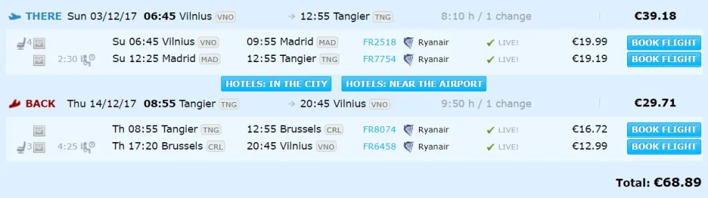 flights vilnius morocco