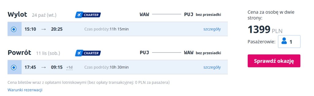 flights warsaw punta cana