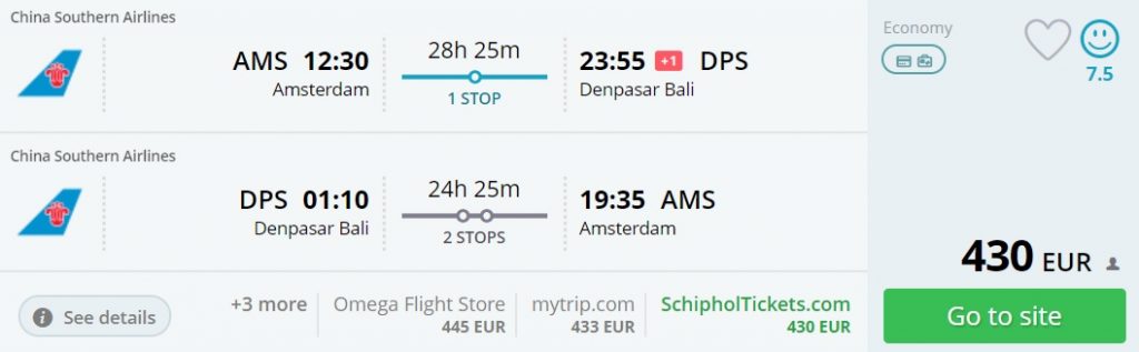 fly to bali from amsterdam