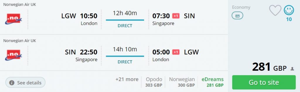 london to singapore
