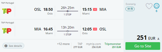 oslo to miami