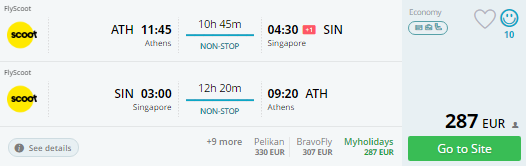 athens to singapore