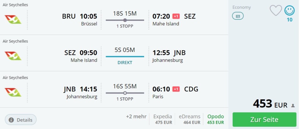 Flights from Brussels flights to Seychelles