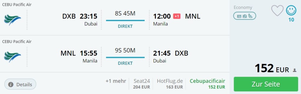 Flights from Helsinki to DUBAI & PHILIPPINES