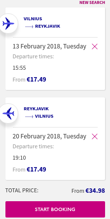 vilnius to iceland