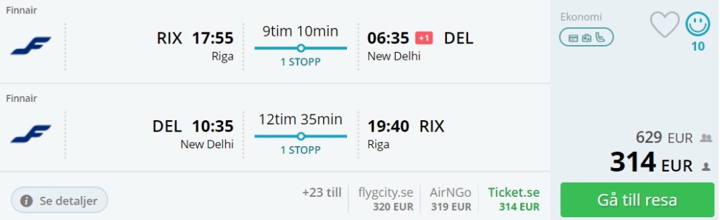 cheap flights baltics india