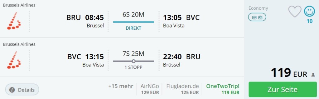 cheap flights brussels cape verde