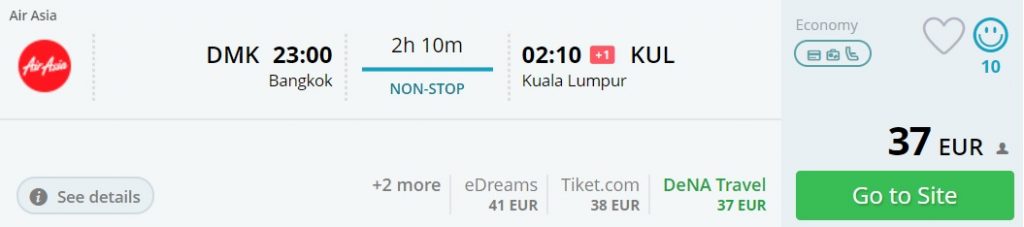 cheap flights from bangkok to kuala lumpur