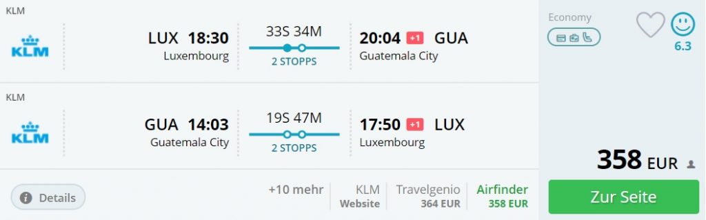 cheap flights from luxembourg to central america