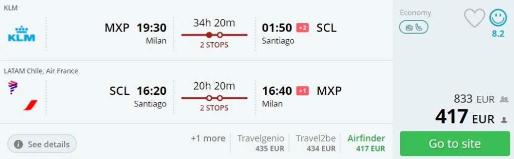 cheap flights milan chile