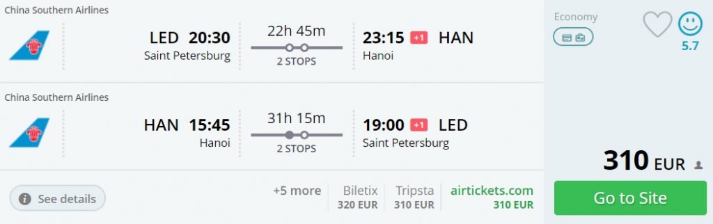 cheap flights saintpeterburg vietnam