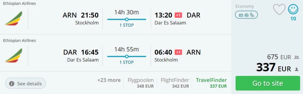 cheap flights stockholm tanzania