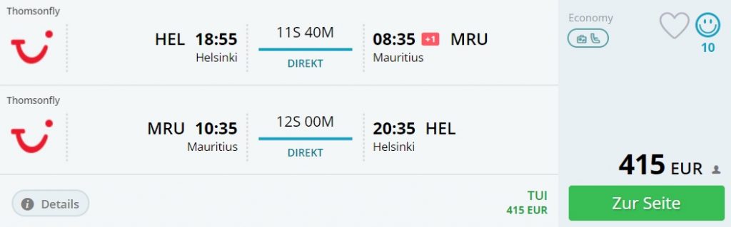 direct flights helsinki mauritius