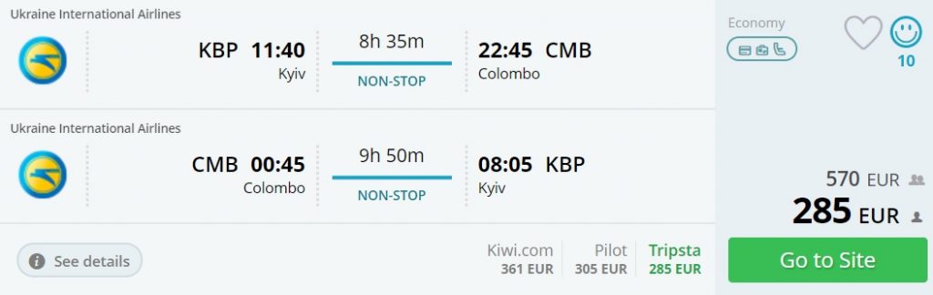 direct flights kyiv colombo sri lanka