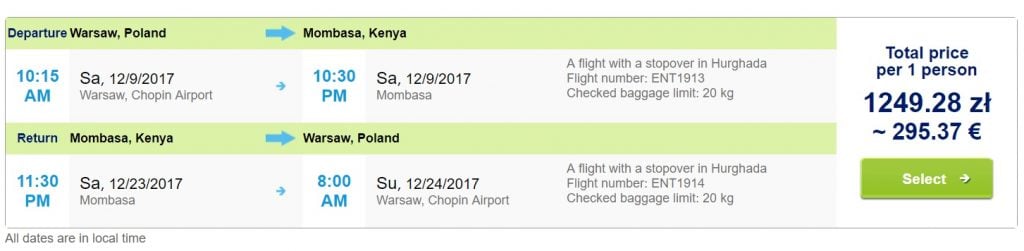 direct flights to kenya from warsaw