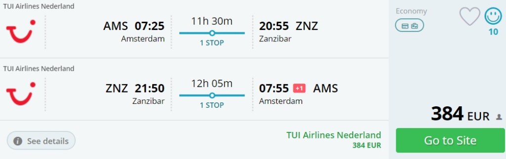 last minute flights amsterdam zanzibar