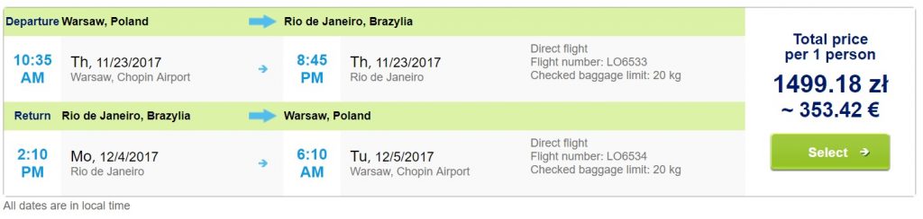last minute flights warsaw brazil