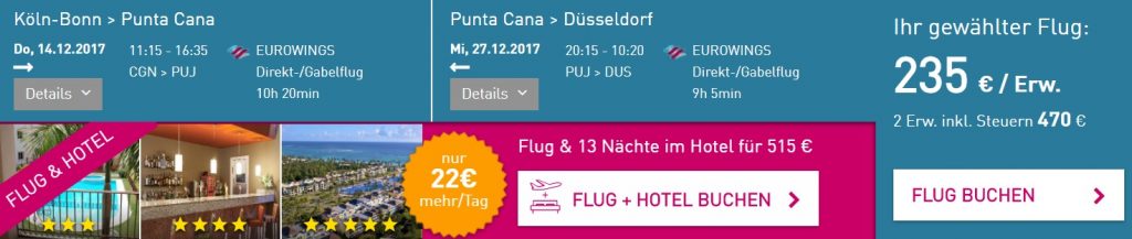 Christmas flights from Cologne to the DOMINICAN REPUBLIC