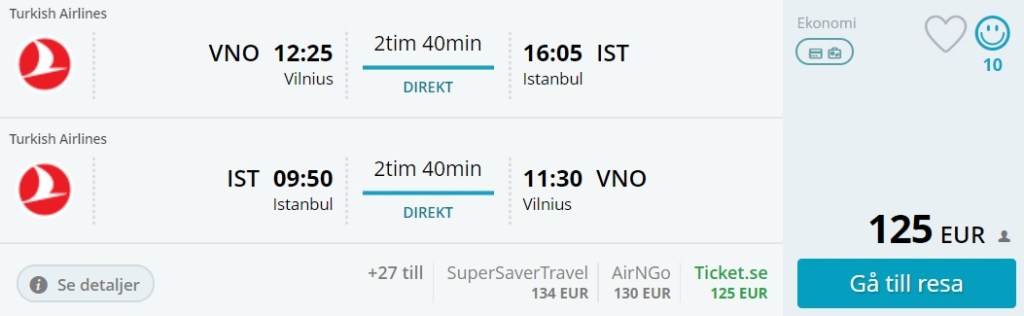 Flights from Baltic States to ISTANBUL