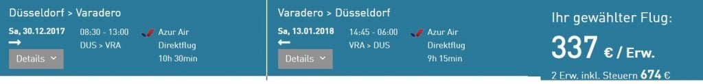 NEW YEAR flights Dusseldorf CUBA
