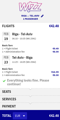 riga to tel aviv