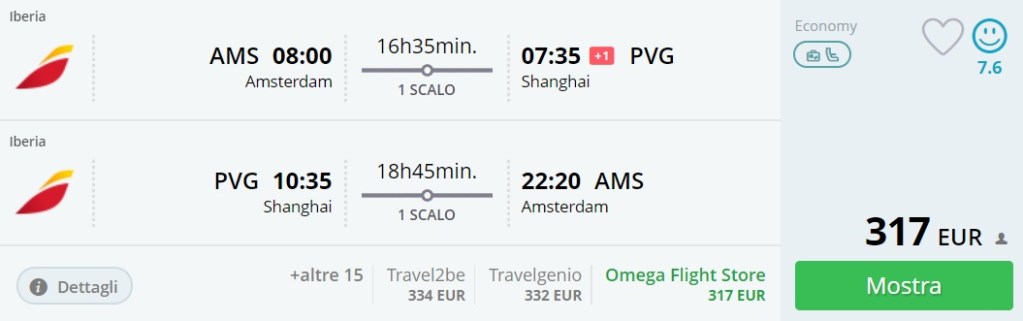 amsterdam to shanghai