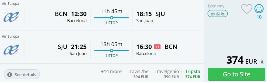 cheap flights barcelona puerto rico