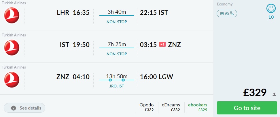 cheap flights london zanzibar
