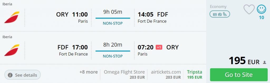 flights from Paris to Guadeloupe