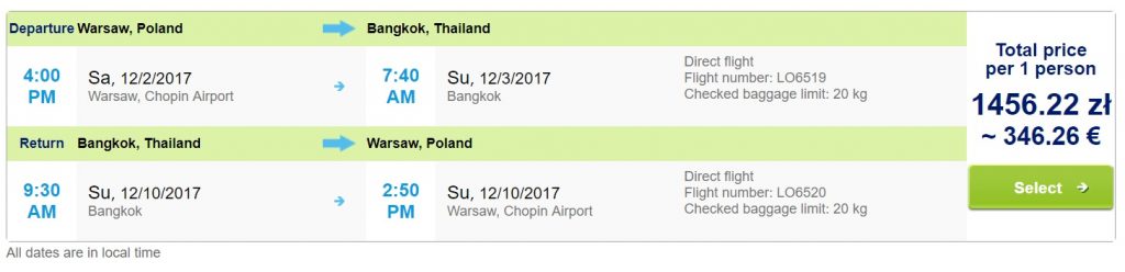 flights warsaw thailand