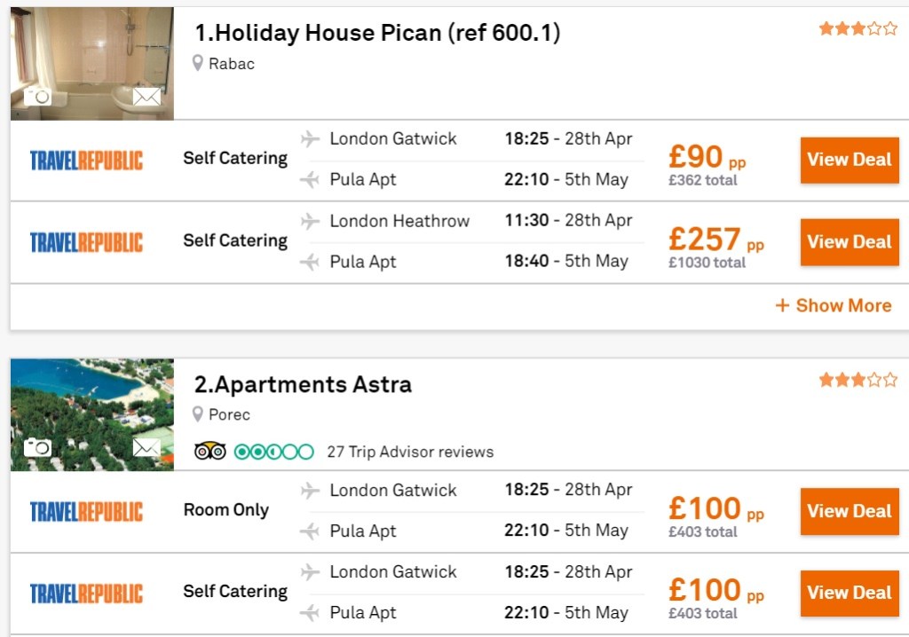 holiday package london croatia