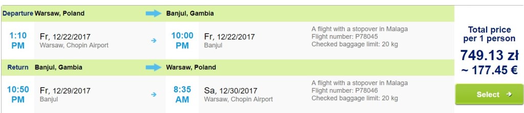 last minute flights to gambia from warsaw