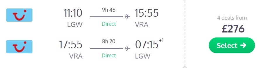 nye flights from london to cuba