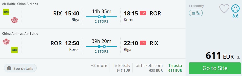 riga to palau