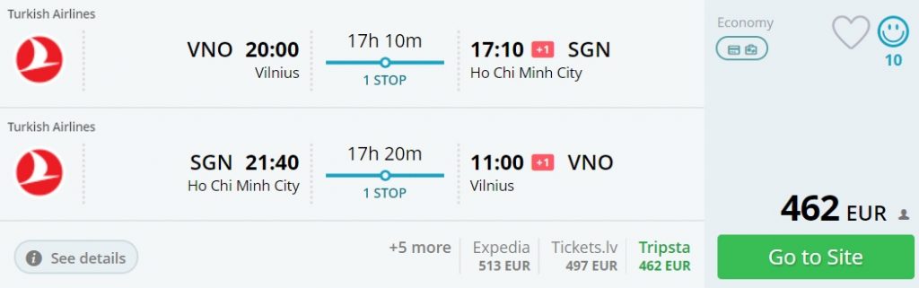 vilnius to vietnam