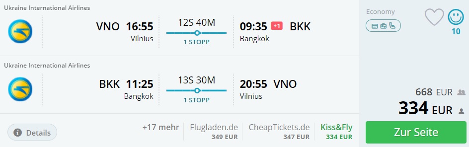 vilnius to thailand