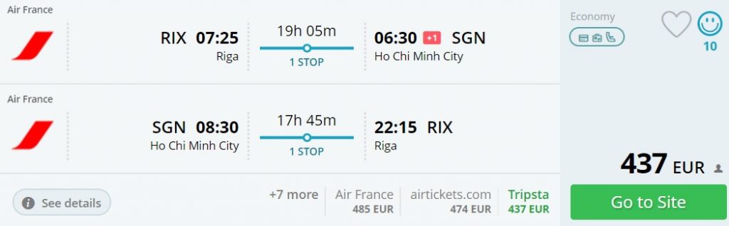 riga to vietnam