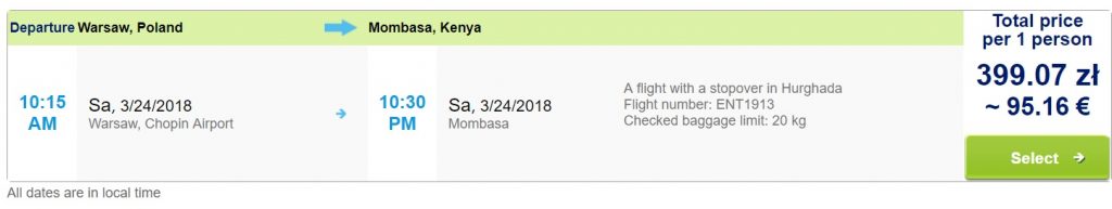 warsaw to kenya