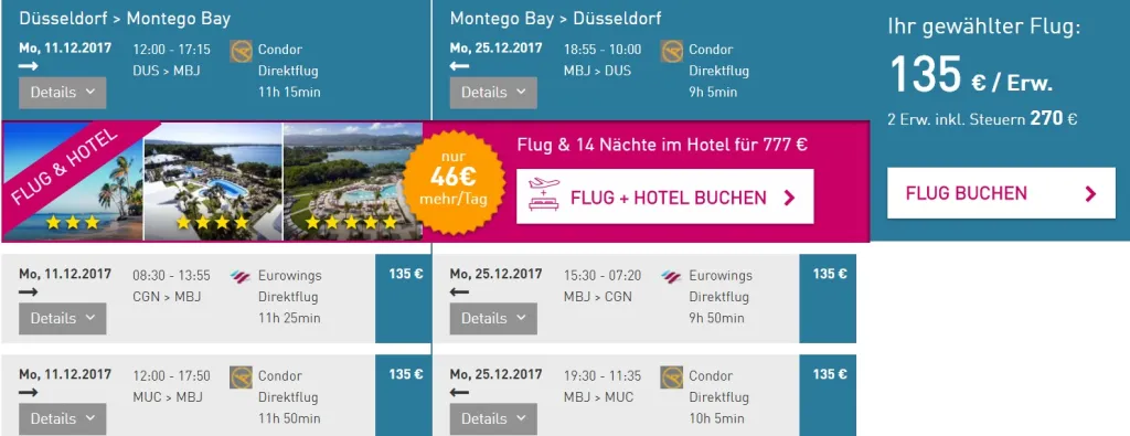 xmas flights to jamaica from munich
