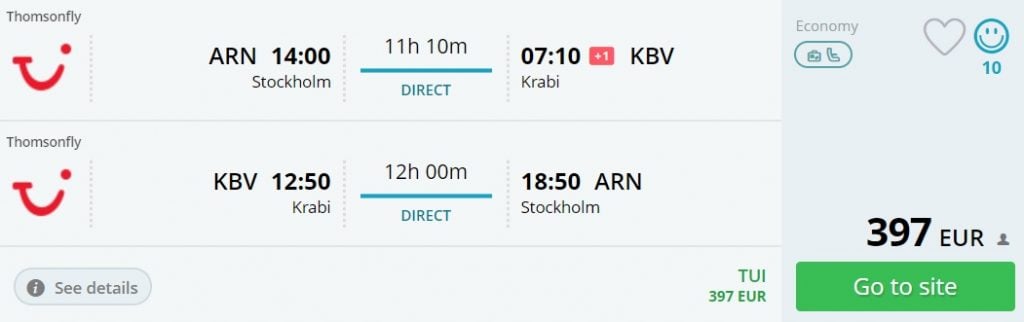 LAST MINUTE Non-Stop flights from Stockholm to KRABI