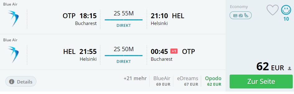 cheap flights bucharest helsinki