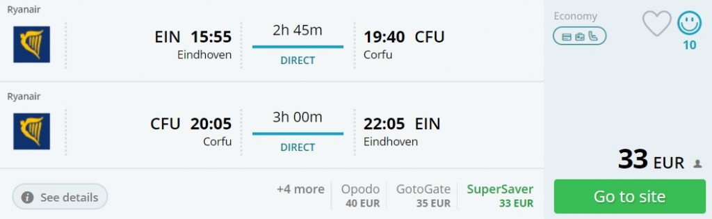 cheap flights eindhoven corfu
