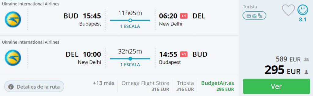 cheap flights from budapest to india