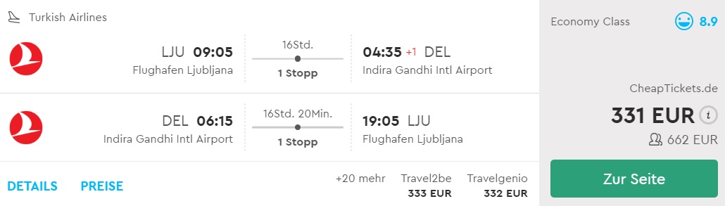 cheap flights ljubljana india