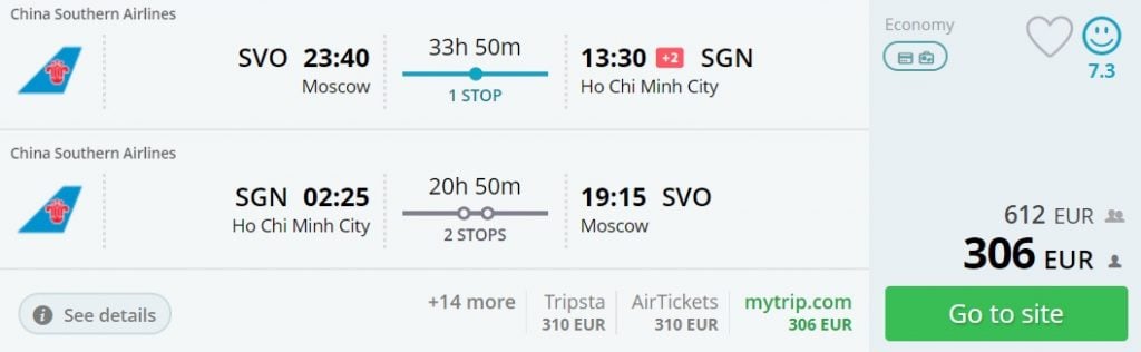 cheap flights moscow ho chi minh city
