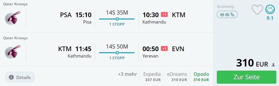 cheap flights pisa nepal